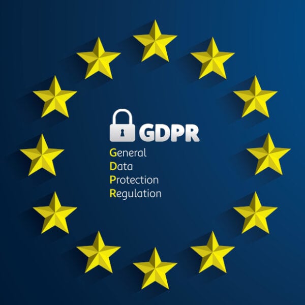 GDPR – EU:n yleinen tietosuoja-asetus - Avosorsa Oy GDPR-logo lukolla ja EU:n tähtikehä – yleinen tietosuoja-asetus suojaa henkilötietoja EU:n alueella.