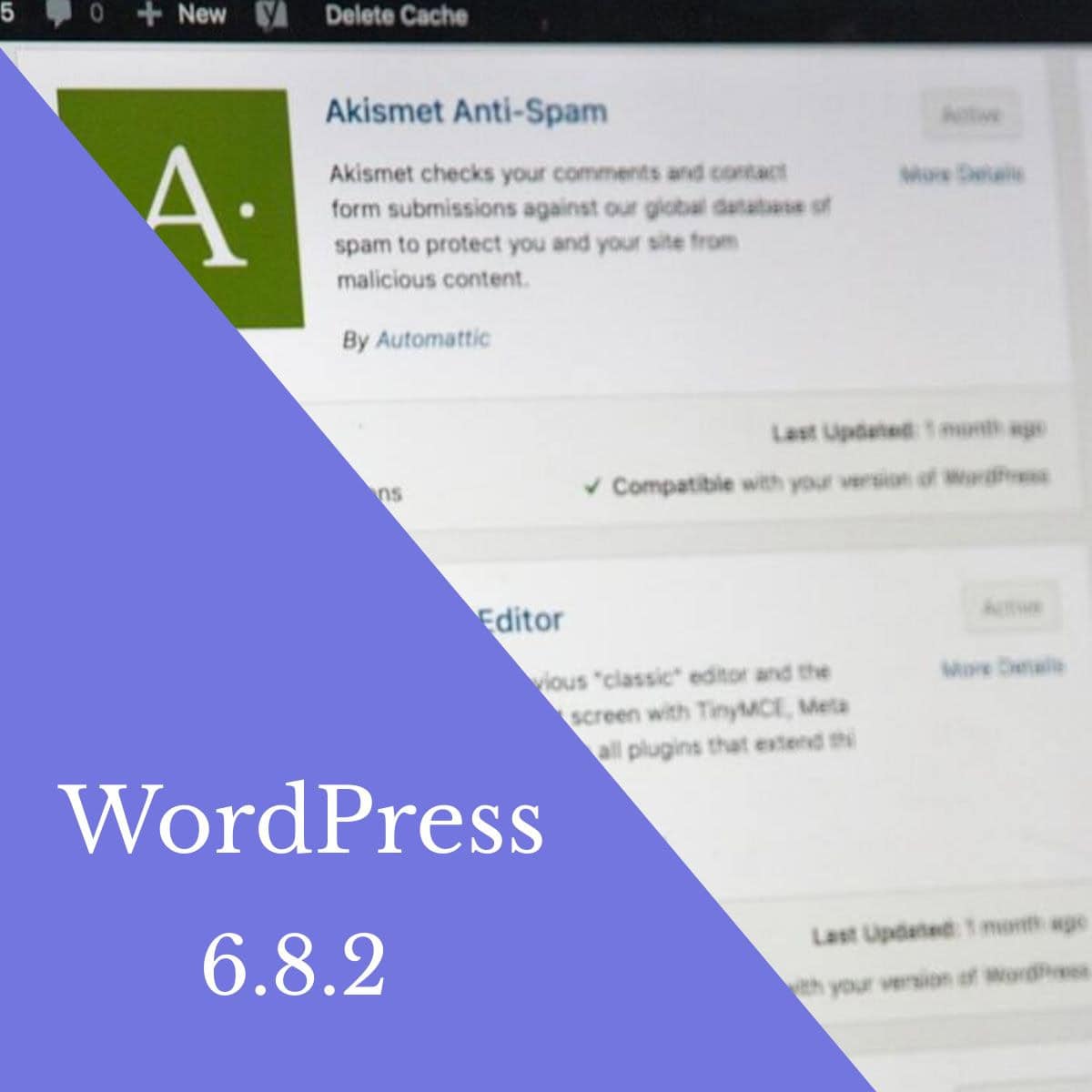 WordPress 6.8.2 -version esittelykuva – ylläpitopäivitys heinäkuussa 2025.